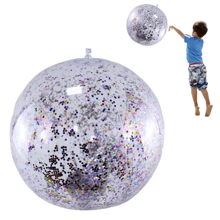 40cm Inflatable Glitter Beach Ball Summer Water Play Sequin Balls Outdoor Swimming Pools Party Toys for Kids Adults Water Sports