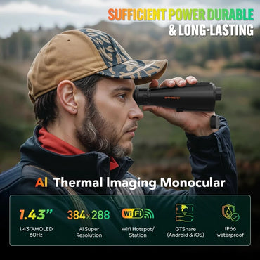 GTGUARD Ai15 Night Vision Goggles Outdoor Detector Handheld Monocular IR Thermal Imaging Telescope AI Super-resolution 384*288HD