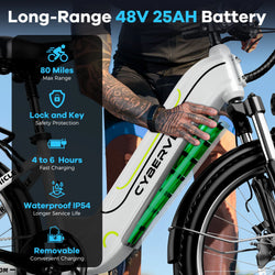 26" Electric E Bike with 7-Speed,1000 Peak Electric Bike for Adults,up 80 Miles Removable Battery Ebike, Adult Electric Bicycles
