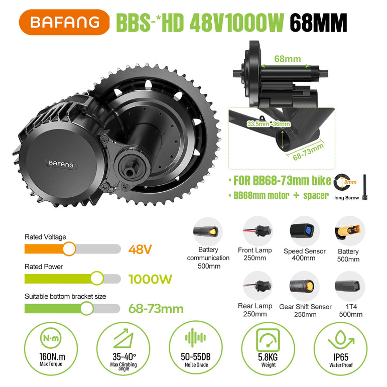 Bafang 48V 52V 1000W CAN Motor BBSHD Ebike Conversion Kit Electric Bicycle Mid Drive Engine BBS03 M615 MM G320.1000.C