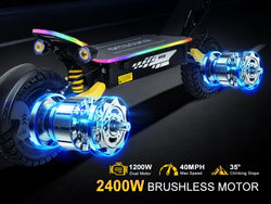 Electric Scooters 40mph 2400W Dual Motors 52V23AH Lithium Battery E Scooter Adult Hydraulic Brake 11'' Off-Road Tires Escooter