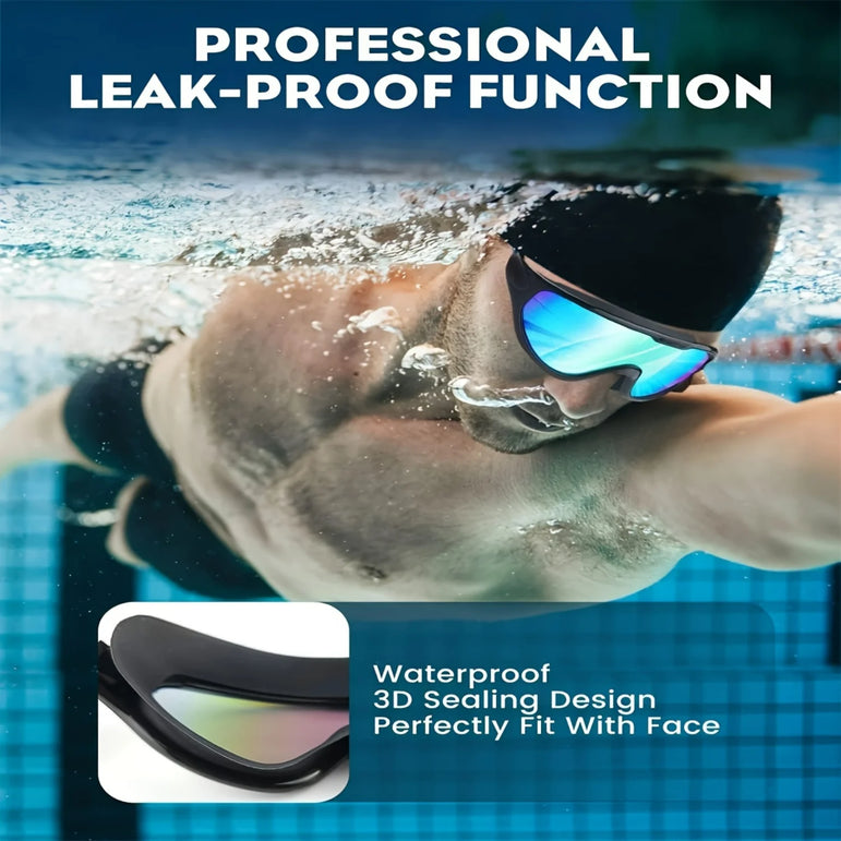 2pcs Wide View Anti-fog Swimming Goggles, Adjustable Swimming Glasses With Earplugs , Swimming Supplies