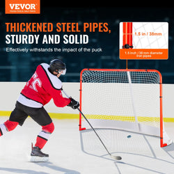 VEVOR Street Hockey Net, Indoor Outdoor Steel Hockey Goal, Official Regulation Hockey Training Goal Set, Portable Hockey Goal