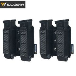 IDOGEAR Tactical Pouch Carbon Fiber AntiSlip Hollow Out Quick Drain Lightweight 9mm Double MOLLE Mounting Durable 2pcs 3590