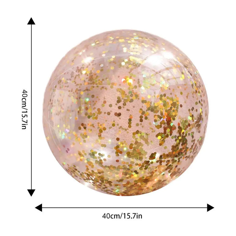 40cm Inflatable Glitter Beach Ball Summer Water Play Sequin Balls Outdoor Swimming Pools Party Toys for Kids Adults Water Sports