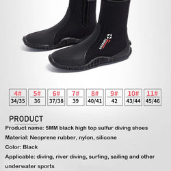Oulylan Premium Neoprene Diving Boot 5m Water Shoes Wetsuit Booties With Anti-Slip Rubber Sole  Zipper For Surf Scuba 1 Pair
