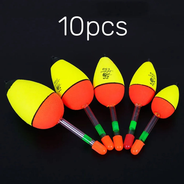 10PCS EVA Luminous Fishing Night Float Light Stick Foam Plastic Bobber Sea Rock Fishing Striking Floats 20/30/40/50/60g