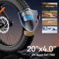 1500W Peak Electric Mountain Bike 48V 15.6Ah Removable Battery 28MPH 100 Mile Range 20X4" Fat Tire E-Bike Free Shipping Hot Sale