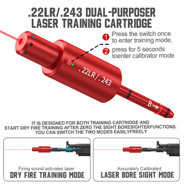 22LR 243 multifunctional magnetic red green light trainer, dual-purpose for training and calibration