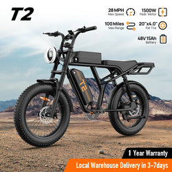 1500W Peak Electric Mountain Bike 48V 15.6Ah Removable Battery 28MPH 100 Mile Range 20X4" Fat Tire E-Bike Free Shipping Hot Sale