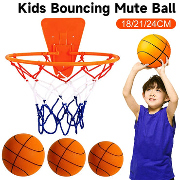 18/21/24CM Kids Bouncing Mute Basketball Squeezable Mute Bouncing Basketball Indoor Silent Ball Foam Basketball Bounce Football