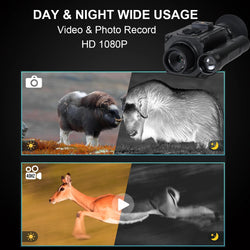 HD 1080P Night Vision Goggles with Head-Mounted and Helmet-Mounted 940nm IR 5X Zoom Night Vision Monocular for Hunting Camping