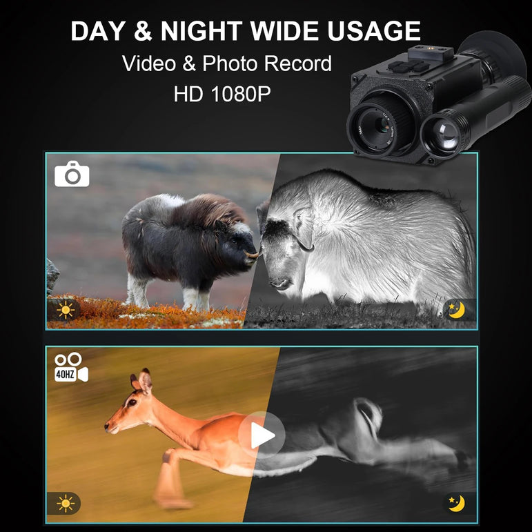 HD 1080P Night Vision Goggles with Head-Mounted and Helmet-Mounted 940nm IR 5X Zoom Night Vision Monocular for Hunting Camping
