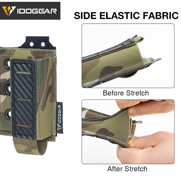 IDOGEAR Tactical Mag Pouch 9mm Double Mag Carrier Carbon Fiber MOLLE Pouch Camo 3590