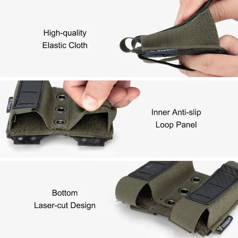 IDOGEAR Tactical Pouch Carbon Fiber AntiSlip Hollow Out Quick Drain Lightweight 9mm Double MOLLE Mounting Durable 2pcs 3590
