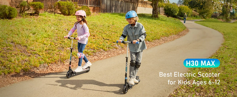 H30 Max Electric Scooter for Kids, LED Dispaly, 150W Powerful Motor, Dual Brake System, Adjustable Height and Speed.