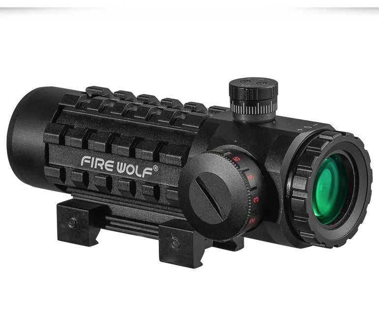 FIRE WOLF 3X28 Tactical Hunting Optical Rifle Scope  Green Red Dot Cross Scope Universal 11/20mm Railway Rifle Holographic Scope