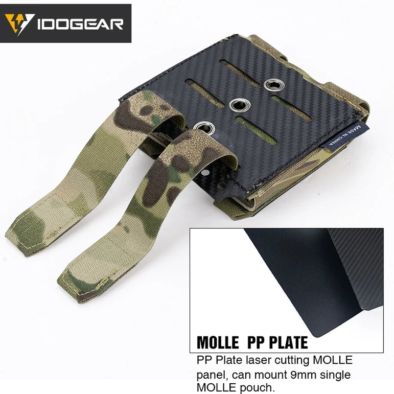 IDOGEAR Tactical Pouch Carbon Fiber AntiSlip Hollow Out Quick Drain Lightweight 9mm Double MOLLE Mounting Durable 2pcs 3590