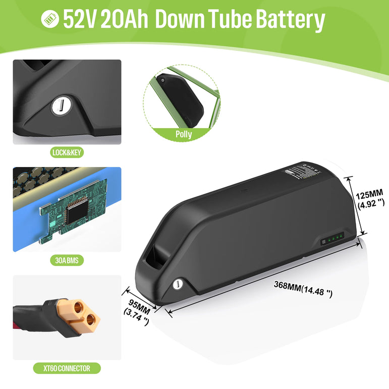 Original Ebike Battery 52V 48V 36V Hailong 18650 21700 Cell Lithium Battery Pack For BAFANG Tongsheng Motor Electric Bike Kit
