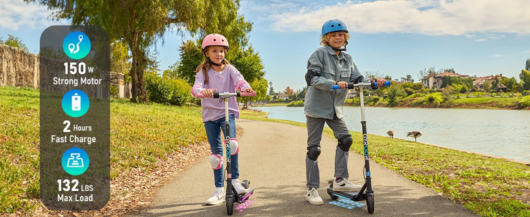 H30 Max Electric Scooter for Kids, LED Dispaly, 150W Powerful Motor, Dual Brake System, Adjustable Height and Speed.