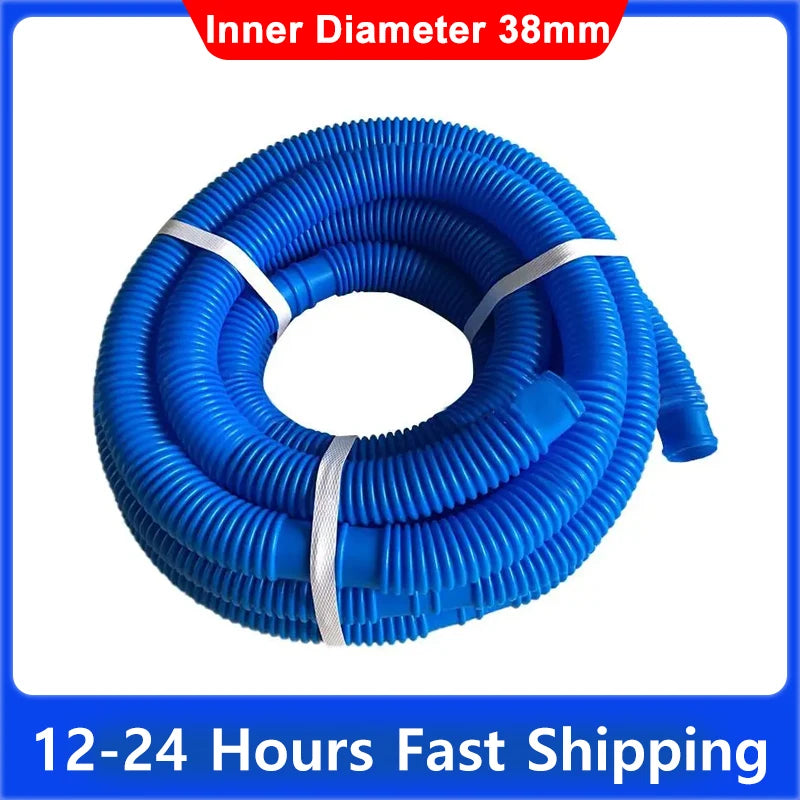 Swimming pool high-quality hose, 38 mm in diameter, 6.6 m in total length, UV-resistant and chlorinated water