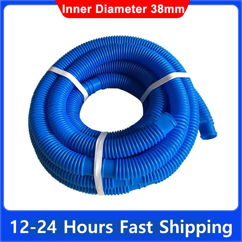 Swimming pool high-quality hose, 38 mm in diameter, 6.6 m in total length, UV-resistant and chlorinated water
