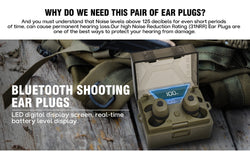 Shooting Earplugs ANC NRR27dB - Tactical Bluetooth Earbuds with Active Noise Cancelling for Hunting Military Ear Protection