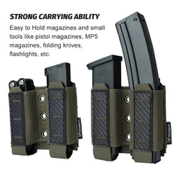 IDOGEAR Tactical Pouch Carbon Fiber AntiSlip Hollow Out Quick Drain Lightweight 9mm Double MOLLE Mounting Durable 2pcs 3590