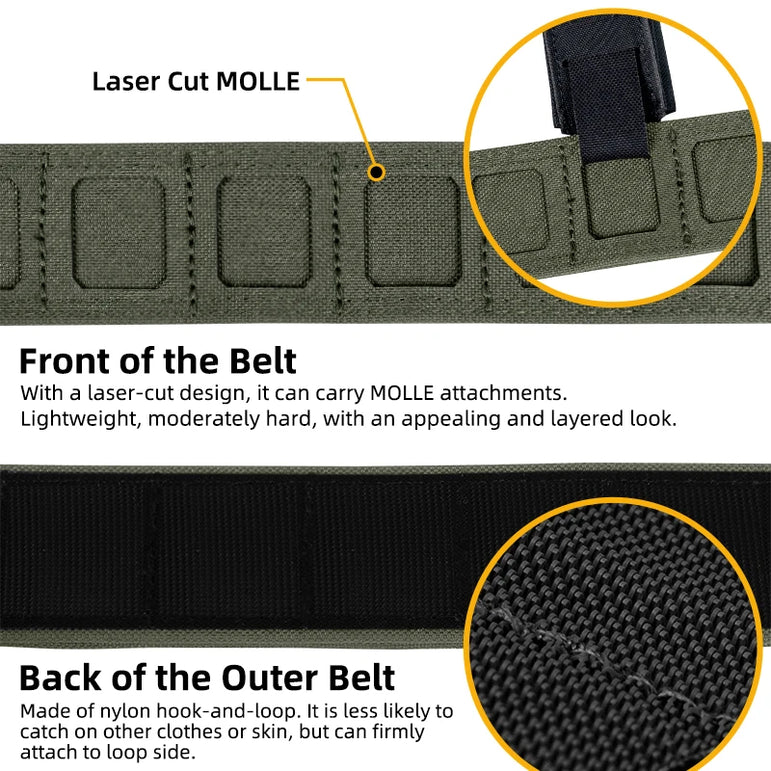 IDOGEAR 2 inch Tactical Belt LSR MOLLE Quick Release Metal Buckle Lightweight Man Outdoors Training Waistband 3433