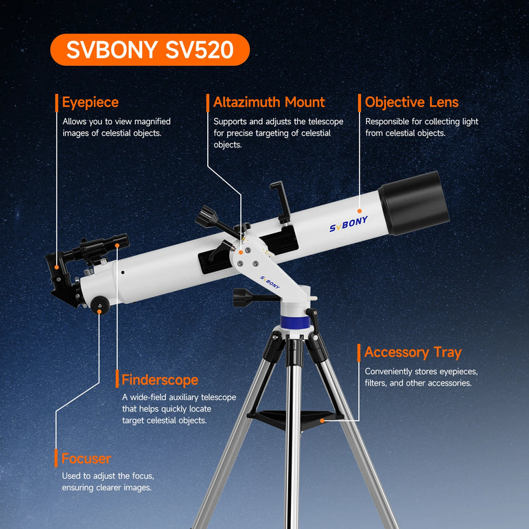 Svbony SV520 90mm Refractor Astronomy Telescope set for Adults and Beginners Professional Observing the Moon photography