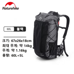 Naturehike Camping Backpack 60+5L Large Capacity Waterproof Climbing Bag Ultralight Travel Man Backpack Outdoor Hiking Backpack