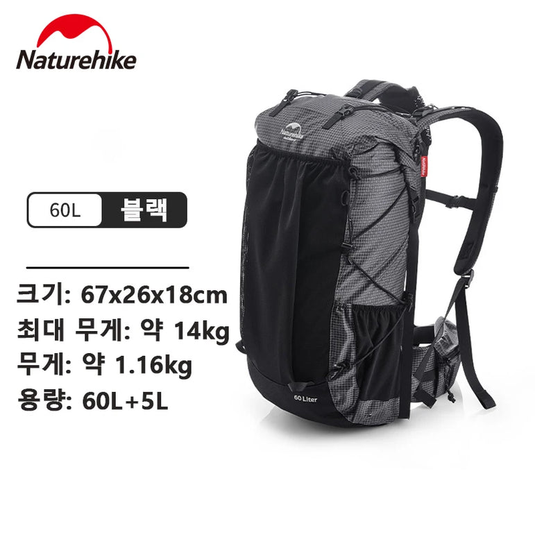 Naturehike Camping Backpack 60+5L Large Capacity Waterproof Climbing Bag Ultralight Travel Man Backpack Outdoor Hiking Backpack