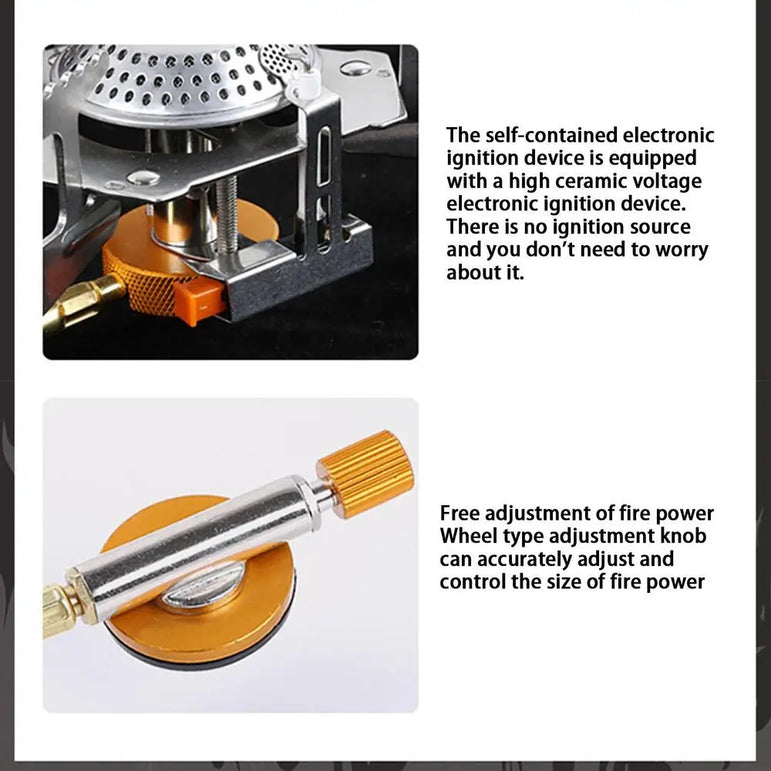 Camping Windproof Stove Powerful Folding Outdoor Burner Stove Foldable Lightweight Picnic Stove For Hiking Cooking Backpacking