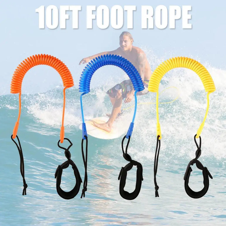Coiled Leash Leg Rope Kit Paddle Board Surfboard Portable 10 Feet Surfing Board Stand Up Safety Watering Elements