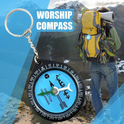 Muslim Qibla Compass Portable Outdoor Compasses For Hiking Direction Eid Pray Keychain For Camping Exploring Mountaineering