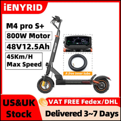 Electric Scooter IENYRID M4 Pro S+ 800W Motor 48V 12.5AH Battery 10"Tire Escooter 45km/h Max Speed Disc Brake LCD Display