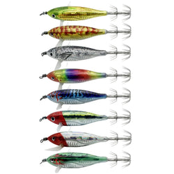 1pcs Luminous Horizontal Squid Jig Wood Shrimp Squid Hook Artificial Bait Octopus Cuttlefish Shrimp Saltwater Hard Bait Tackle