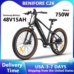 LUCKEEP C26 Aldult EBike 750W Motor 48V15AH Removable Battery City Electric Bikes 26*3.0-inch Off-road Mountain Electric Bicycle