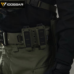 IDOGEAR Tactical Mag Pouch 9mm Double Mag Carrier Carbon Fiber MOLLE Pouch Camo 3590