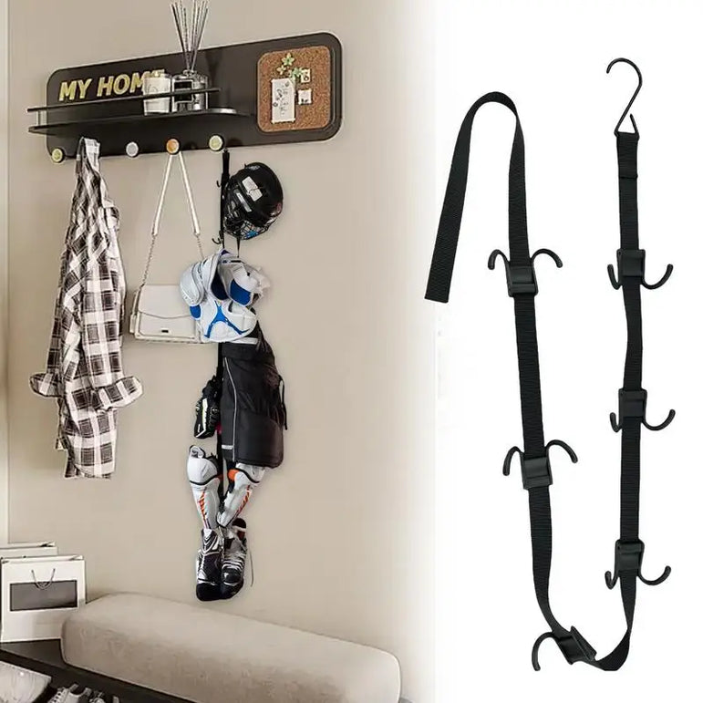 Hockey Portable Gear Rack Strap Organizer Hockey Gear Hanger Hockey Equipment Strap Drying Rack With 12 Hooks Portable Football