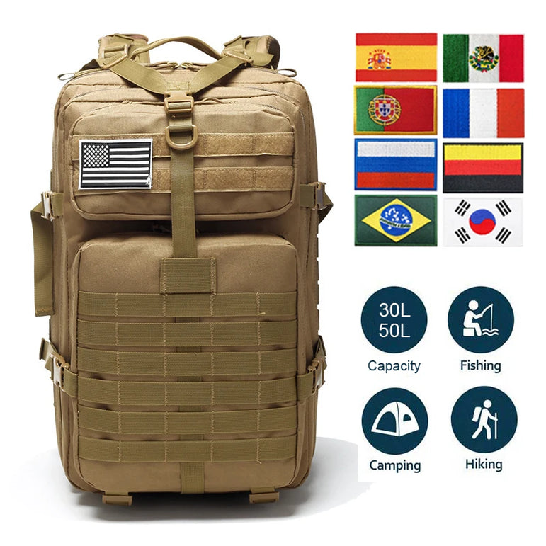 30L/50L Multifunctional Bag Military 900D Military Hiking Bag Waterproof Rucksacks Army Outdoor Camping Trekking Hunting Bag