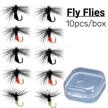 10PCS Ant Dry Fly Trout Fishing Dry Flies Barbless Hooks Fishing Lure Set Artificial Insect Lure Rainbow Grayling Fishing Tackle