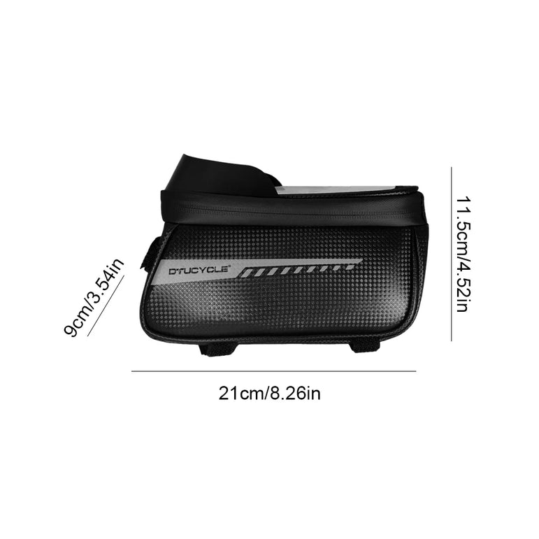 Bike Front Frame Bag Bike Storage Bag Waterproof Bike Phone Holder Bag Touch-Screen Bicycle Top Tube Bag for Phones Under 7 Inch