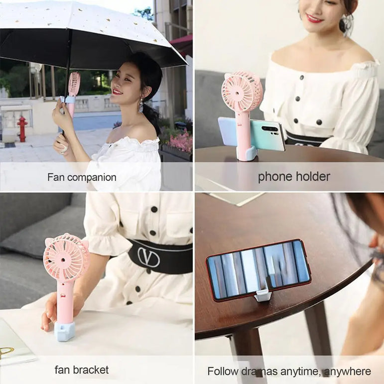 Silicone Personal Fan Clip For Parasol Handheld Personal Fan Holder  blue/pink Multipurpose Clip Parasol Handheld Electric Fan
