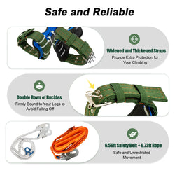 1 Pair Tree Climbing Tools Spike Set Climb Trees Rope Tool with Safety Belt for Outdoor Jungle Survival Climbing Fruit Picking