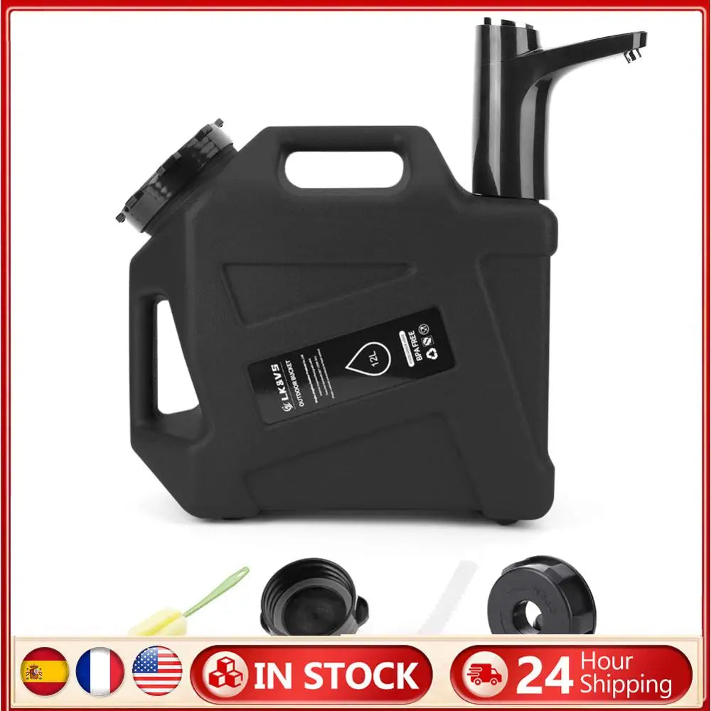 12L Portable Emergency Water Can with Water Dispenser & Adapter Drinking Water Bucket Water Dispenser Carrier for Camping Hiking
