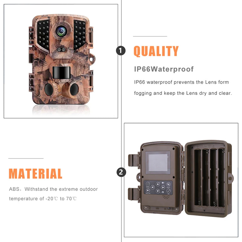 Outdoor Trail Camera 20MP 1080P HD Hunting IP66 Waterproof Infrared Night Vision Motion Activated Surveillance Trap Camera