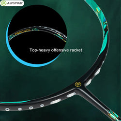 ALPSPORT Peacock 4U 52g 35LBS Carbon Fiber Badminton Racket Super Light Green/White/Red Professional Training Racquet