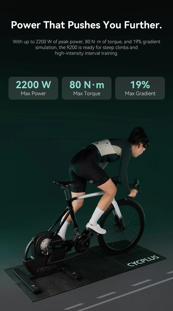 CYCPLUS R200 Smart Bike Trainer 2200W Max Power Support  ANT+ & BLE 5.0 Exercise Bike Roller Indoor Training for Home Exercise