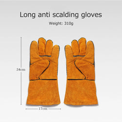 Oven Gloves Heat Resistant Cooking BBQ Grill Glove Non-Slip Insulated Cowhide Leather for Microwave Kitchen Accessories